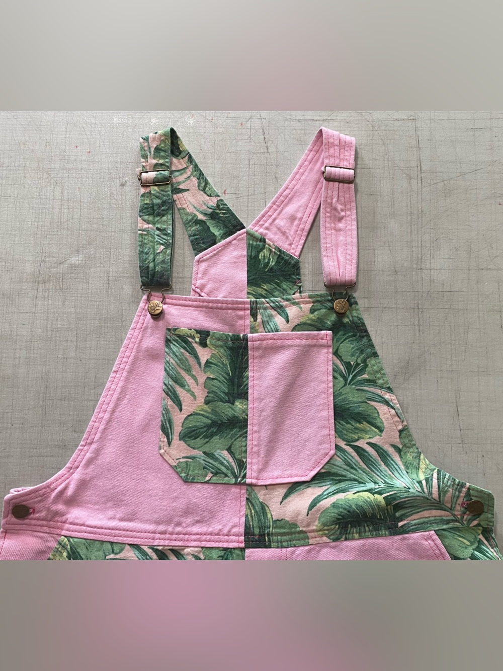 Homemade tropical, print and pink women’s overalls. 100% cotton made by me. - Picture 3 of 13